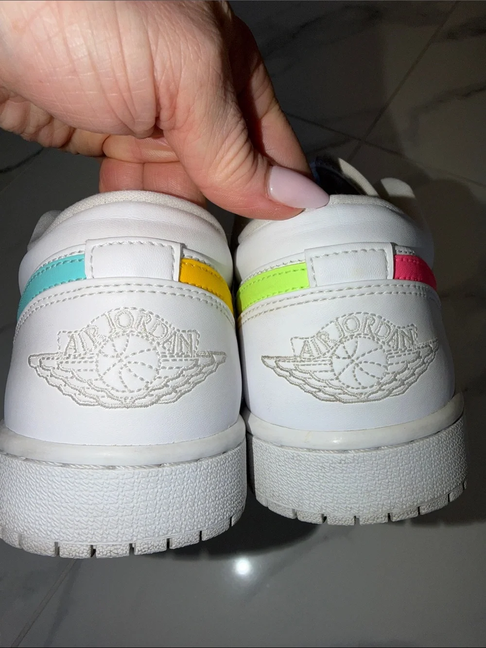 Nike Air Jordan 1 Low 'White Multi-Color' Neon Sneakers Mens Shoe Size 8.5